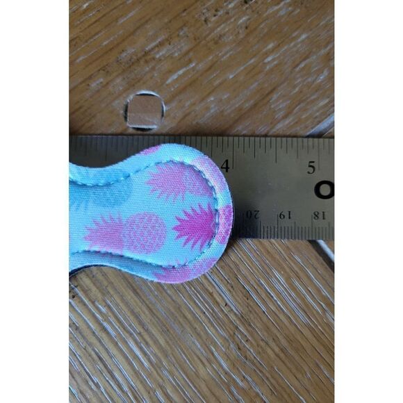 NEW Blue & Pink Pineapple Neoprene Key Chain Chapstick Holder and chapstick - Picture 3 of 3